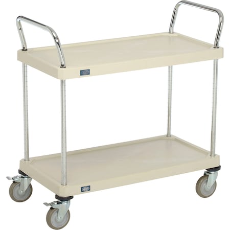 Nexel Plastic Utility Cart w/2 Shelves & Poly Brake Casters, 600 lb. Cap, 36inL x 18inW x 39inH B2276542